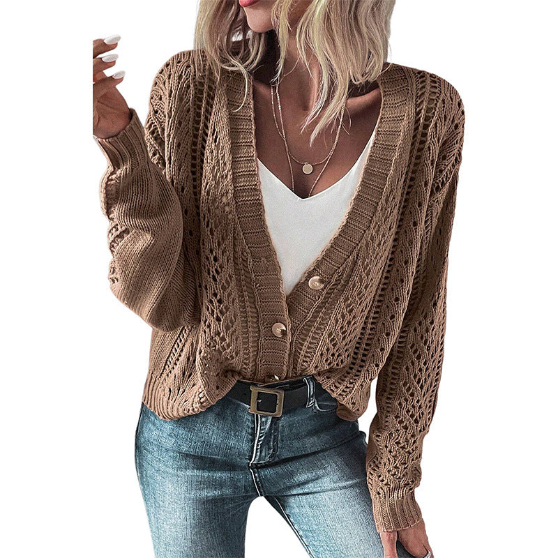 Simple All-match Off-shoulder Knitted Cardigan For Women